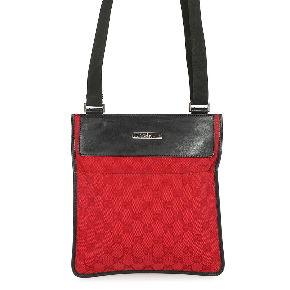 Gucci Shoulder Bag GG Canvas Leather Black